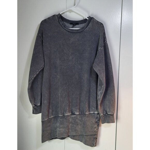 Forever 21 Dresses & Skirts - FOREVER 21 Large Fleece Sweatshirt Pullover Mini Dress Charcoal Washed Gray